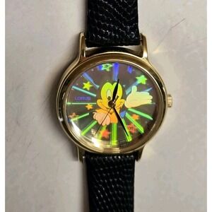 Vtg Gold-tone Mickey Mouse Lorus V515 8A00 Holographic Watch Disney Lizard Works